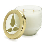 Whit currant scented soy candle with pressed floral lid 4.25"d