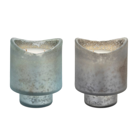 Red-currant-scented-soy-candle-with-frosted-glass-holder-(set-of-2)-Candles