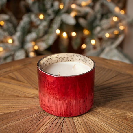 Cranberry woods scented soy candle with etched glass holder 4"d