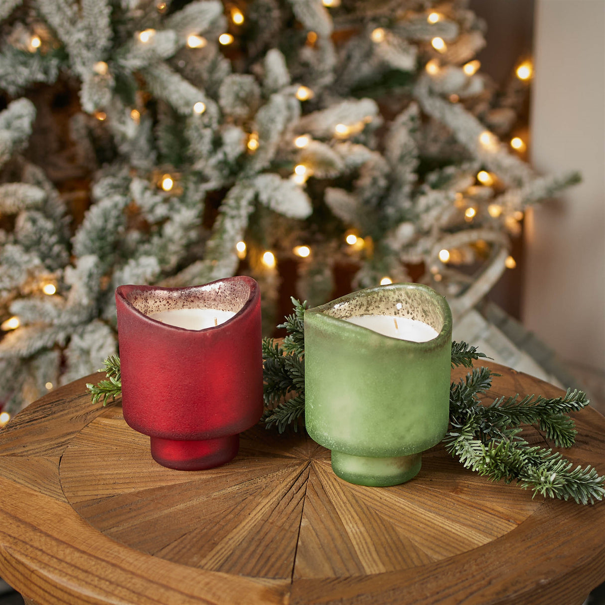 Wassail scented soy candle with frosted glass holder (set of 2)