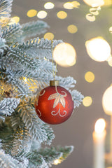 Red and Gold Glitter Christmas Ball Ornaments, Set of 12