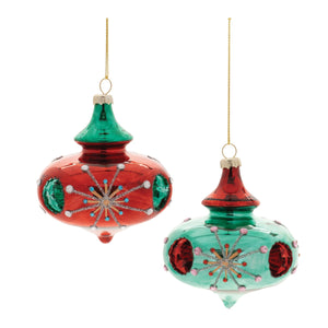 Glittered Glass Reflector Ornament (Set of 6)