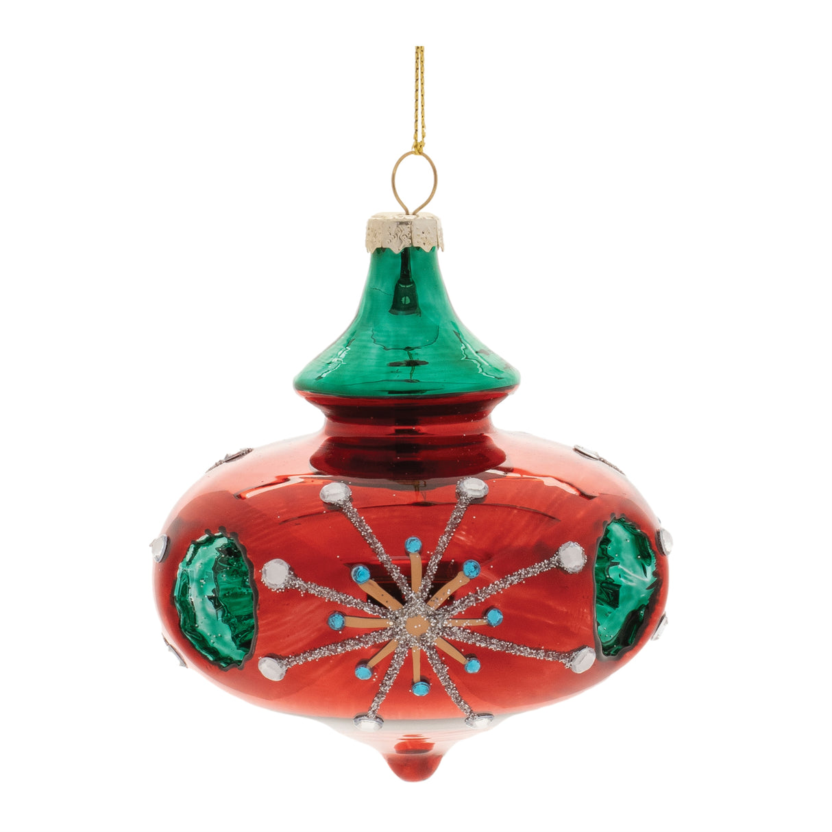 Glittered glass reflector ornament (set of 6)
