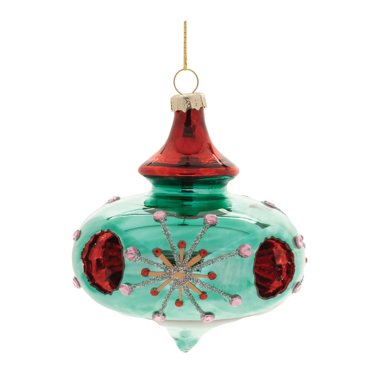 Glittered glass reflector ornament (set of 6)