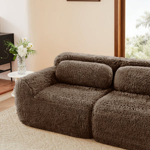 Aviana Ottoman in Plush Fabric - Chocolate