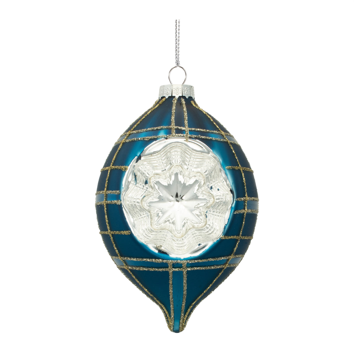 Plaid glass reflector ornament (set of 12)