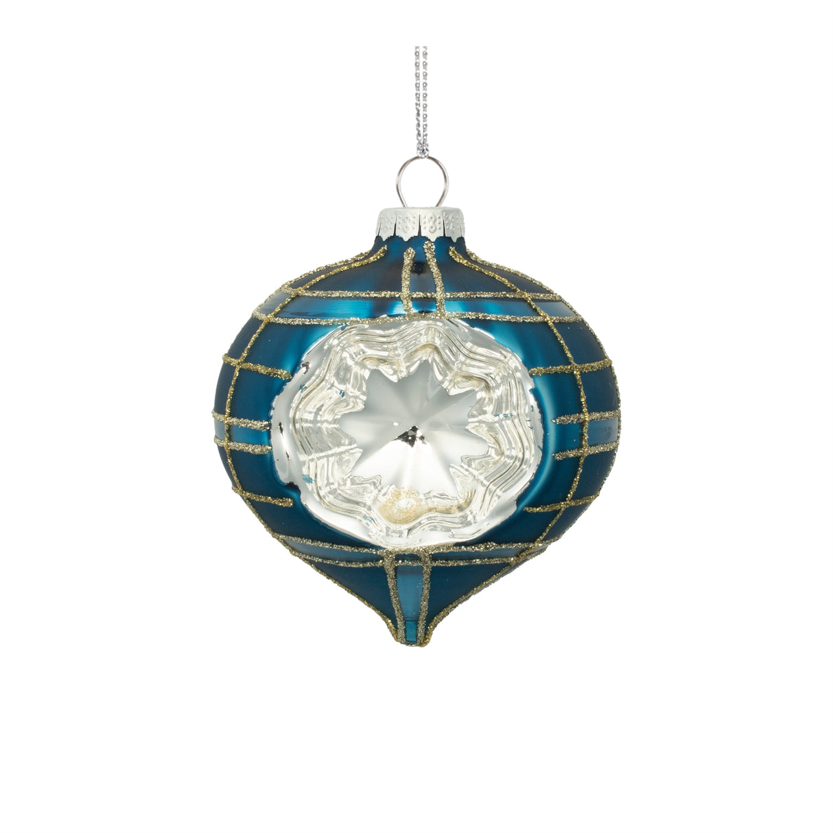 Plaid glass reflector ornament (set of 12)