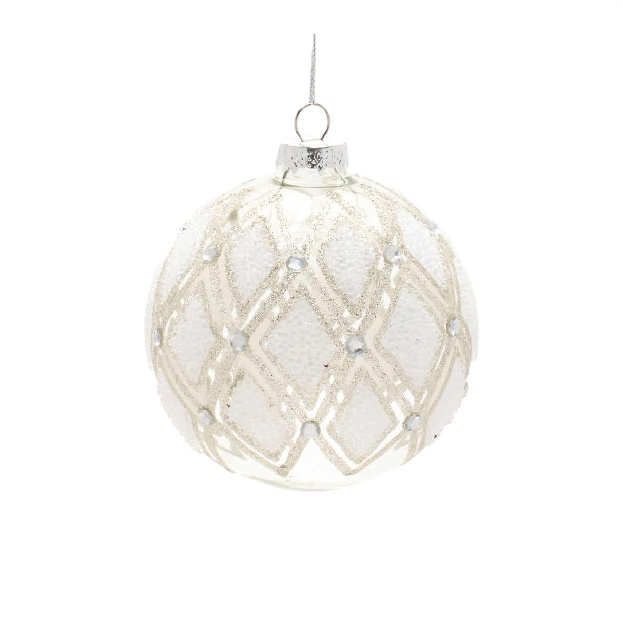 Jeweled diamond glass ornament (set of 6)