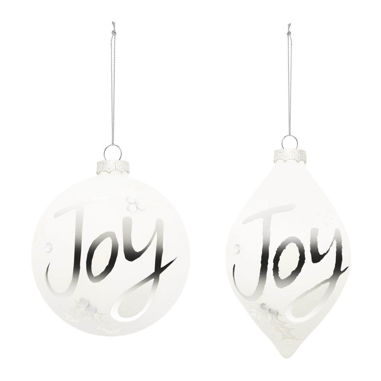 Frosted glass joy ornament (set of 6)