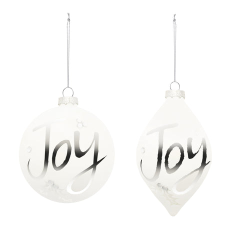 Frosted glass joy ornament (set of 6)