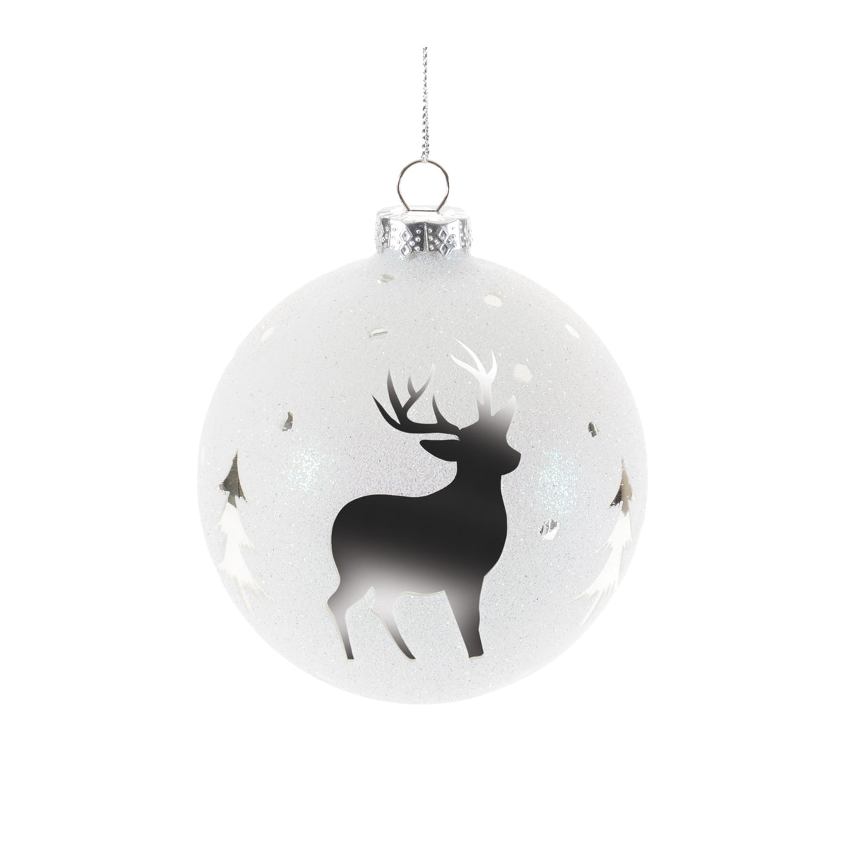Glittered glass deer ornament (set of 6)
