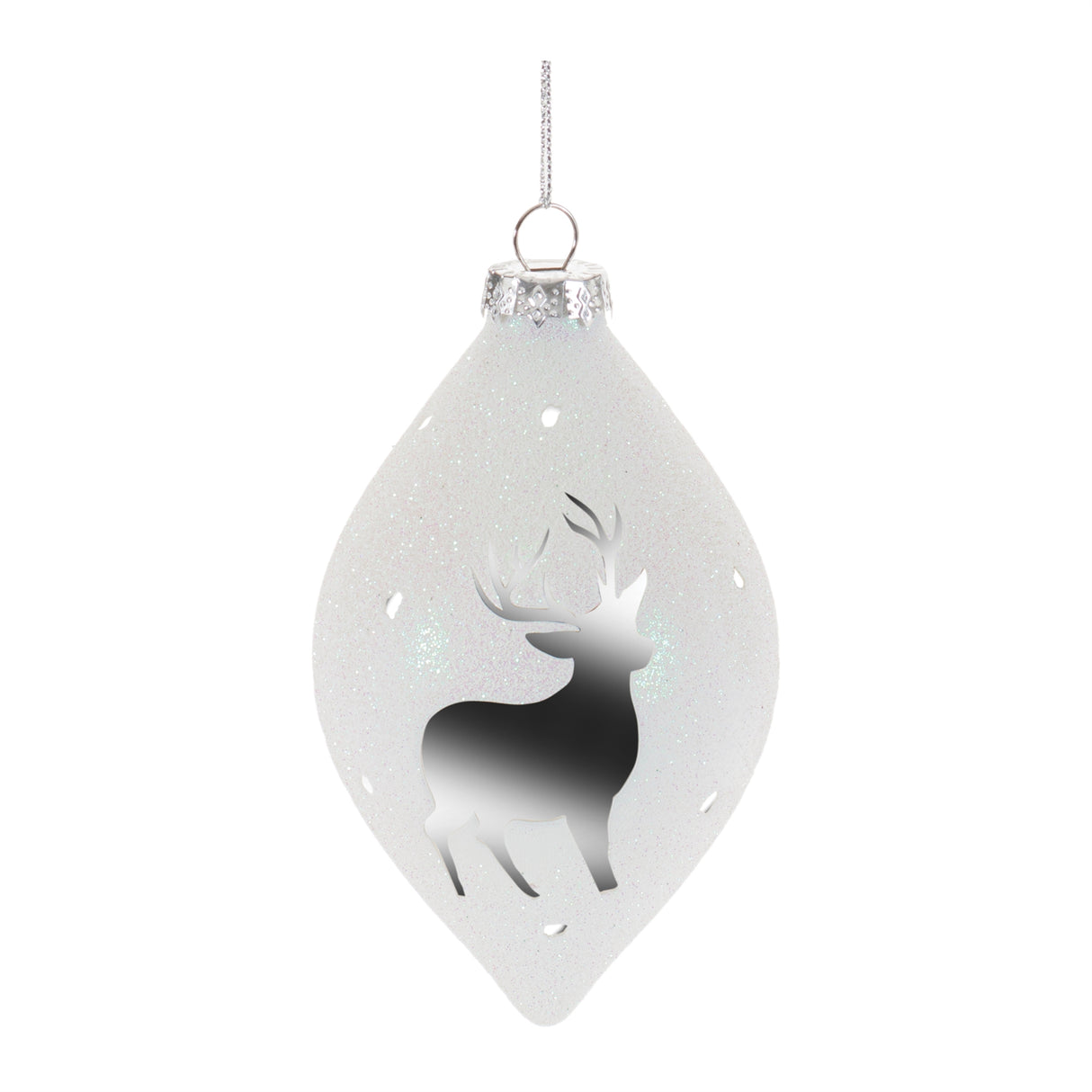 Glittered glass deer ornament (set of 6)