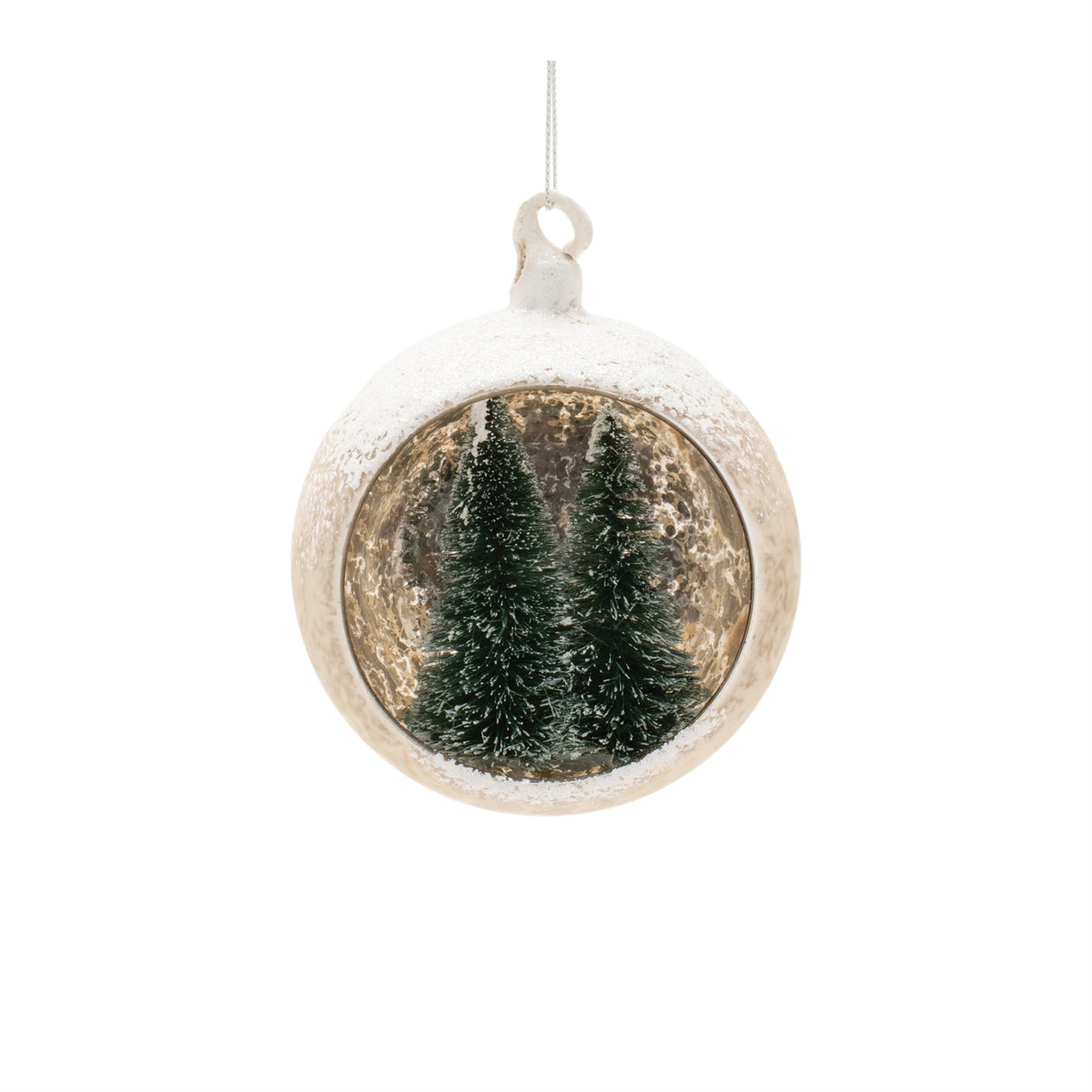 Mercury glass ornament with pine trees (set of 6)