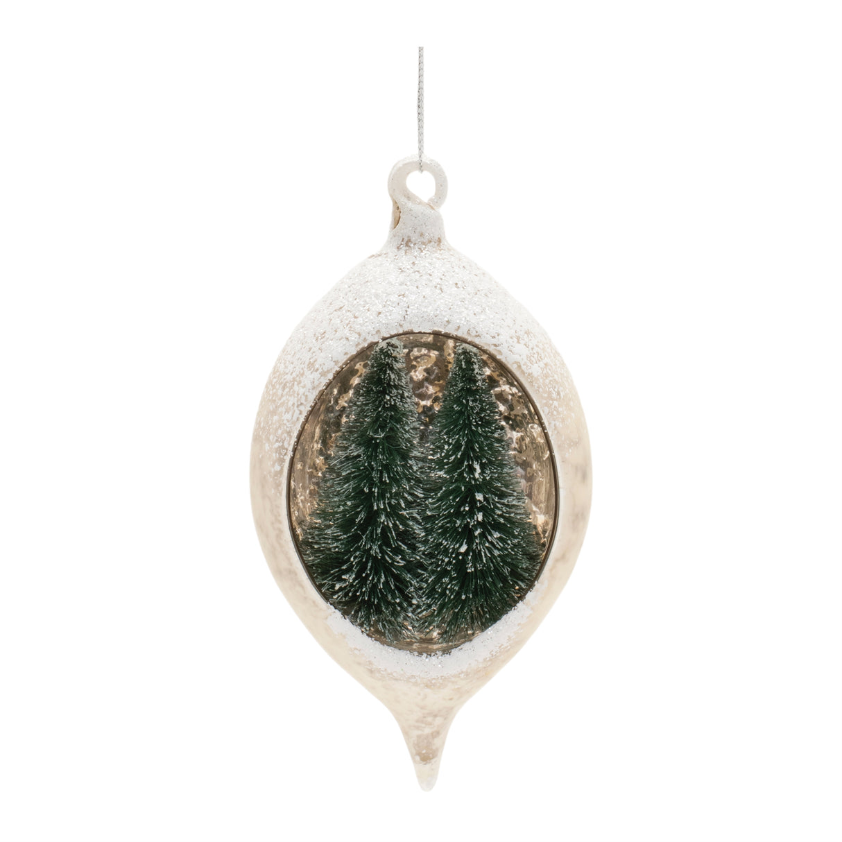 Mercury glass ornament with pine trees (set of 6)