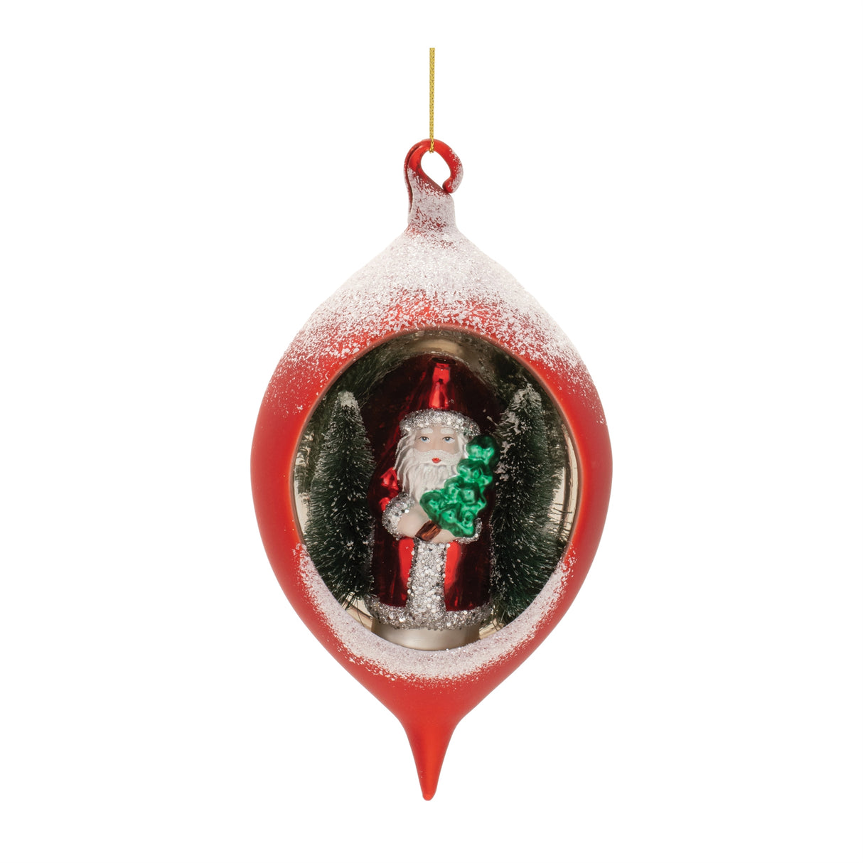 Mercury glass ornament with pine trees (set of 6)