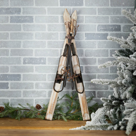 Decorative pair of skis and poles 36"h