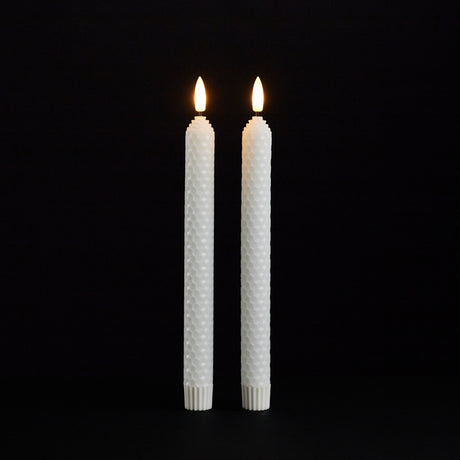 Fia wick white textured taper candle (set of 2)