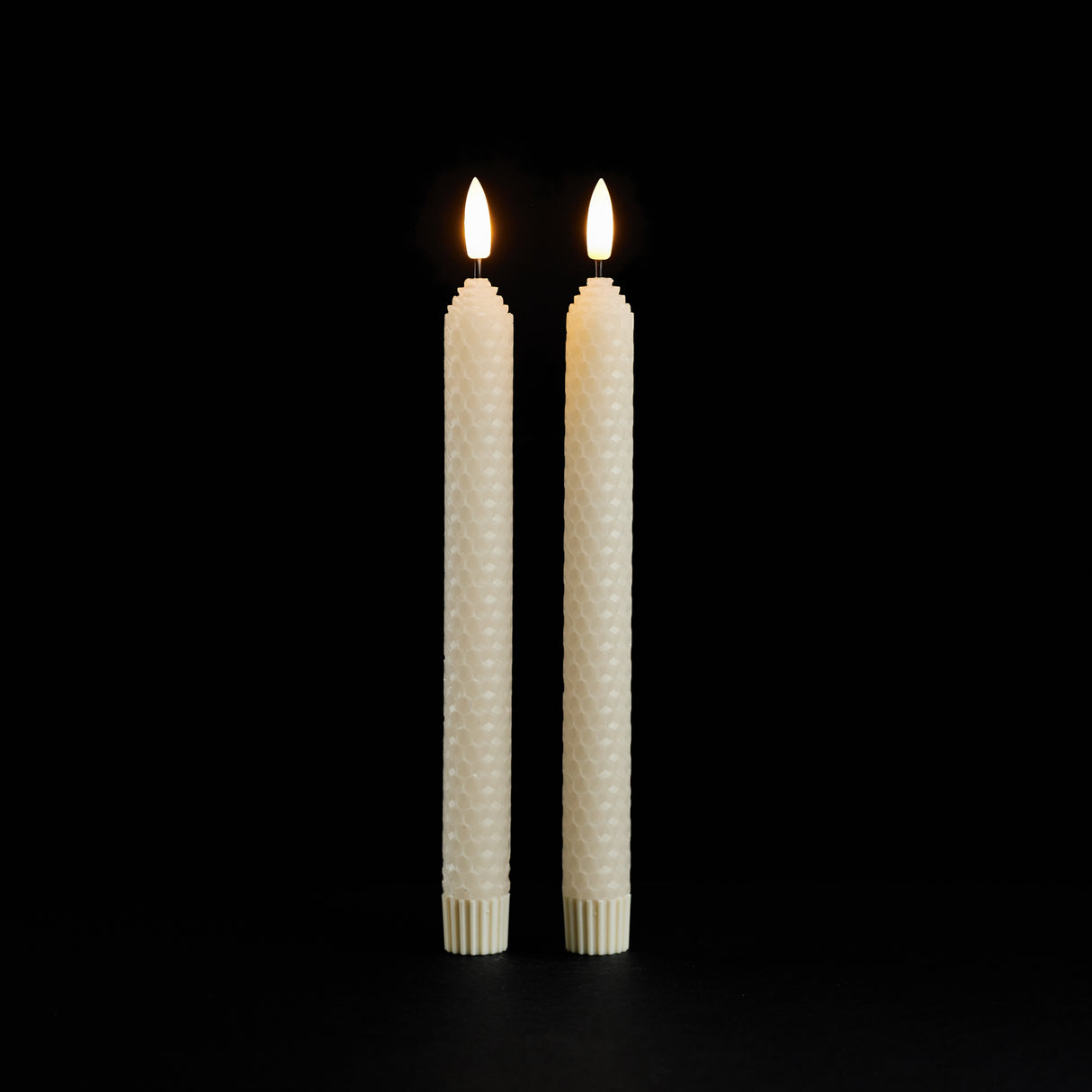 Fia wick beige textured taper candle (set of 2)