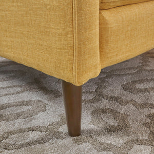 Mid - Century Modern Recliner With Button Tufted Waffle Stitch - Yellow