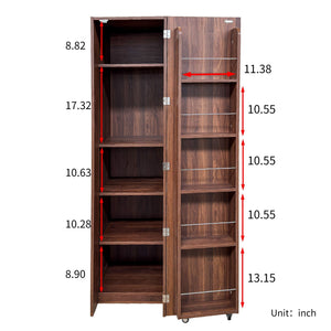 Freestanding Buffet Cupboards Sideboard With Doors & Shelves, Kitchen Pantry Storage Cabinet - Walnut