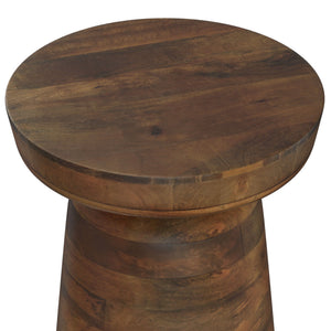 Handcrafted Mango Wood Accent Table with Sculptural Design - Multiple Colors