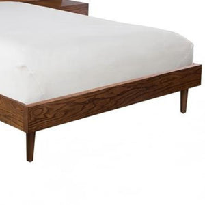 Queen Size Bed With Attached Nightstands And Hidden Storage - Pecan