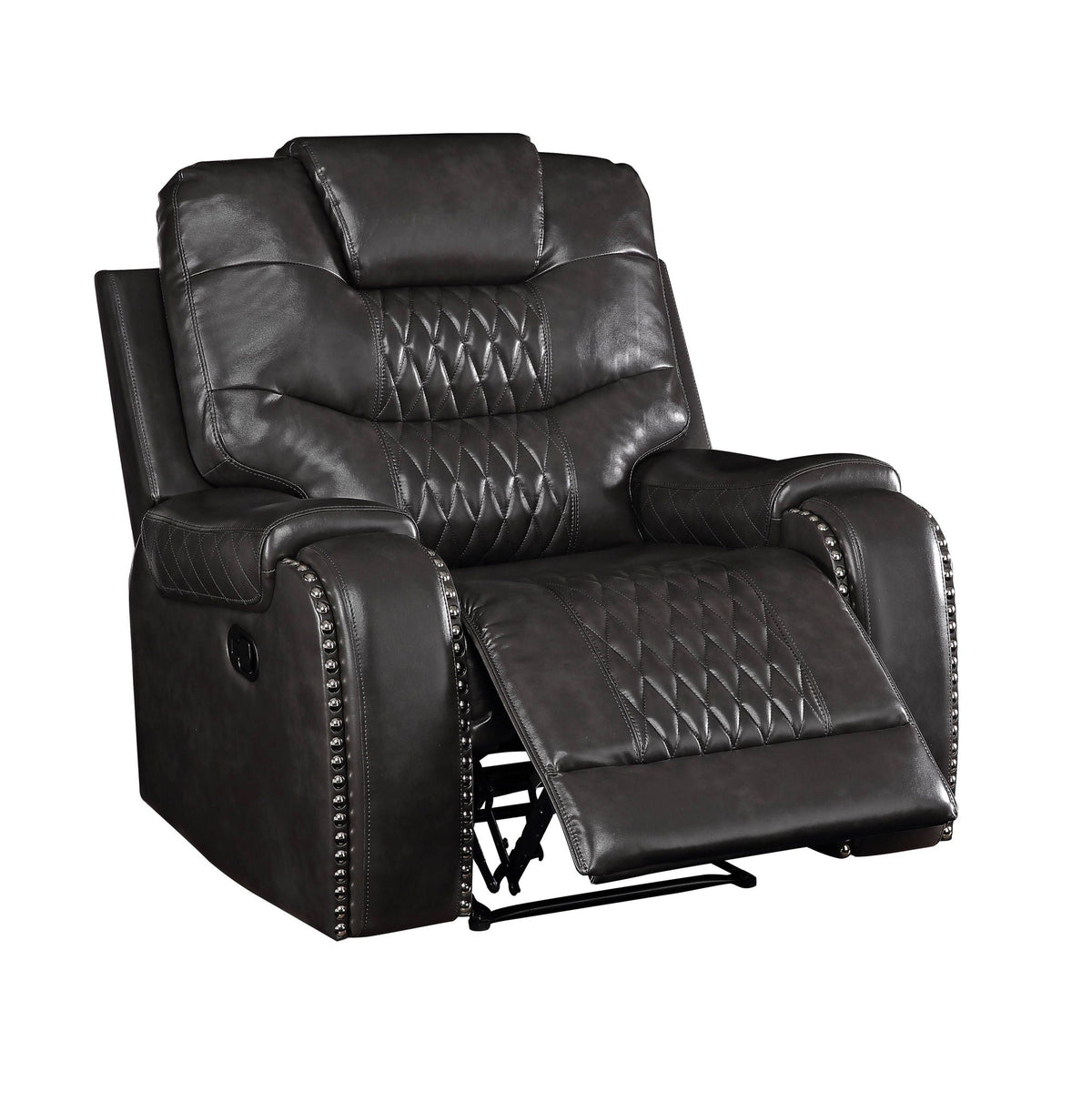 Braylon Magnetite Synthetic Leather Manual Recliner Chair - Brown
