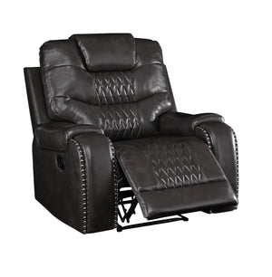 Braylon Magnetite Synthetic Leather Manual Recliner Chair - Brown