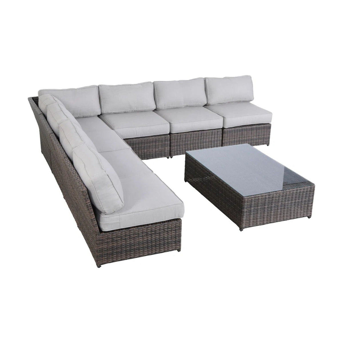 Comfortable Modern Patio Rattan Sectional Set With Cushions