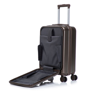 ABS Spinner Wheel Luggage Set with Cosmetic Case - Brown