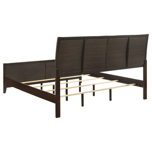 Eastern King Panel Bed With Upholstered Headboard And Footboard - Cappuccino