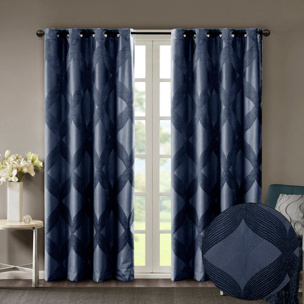 Ogee knitted jacquard total blackout curtain panel (only 1 pc panel)
