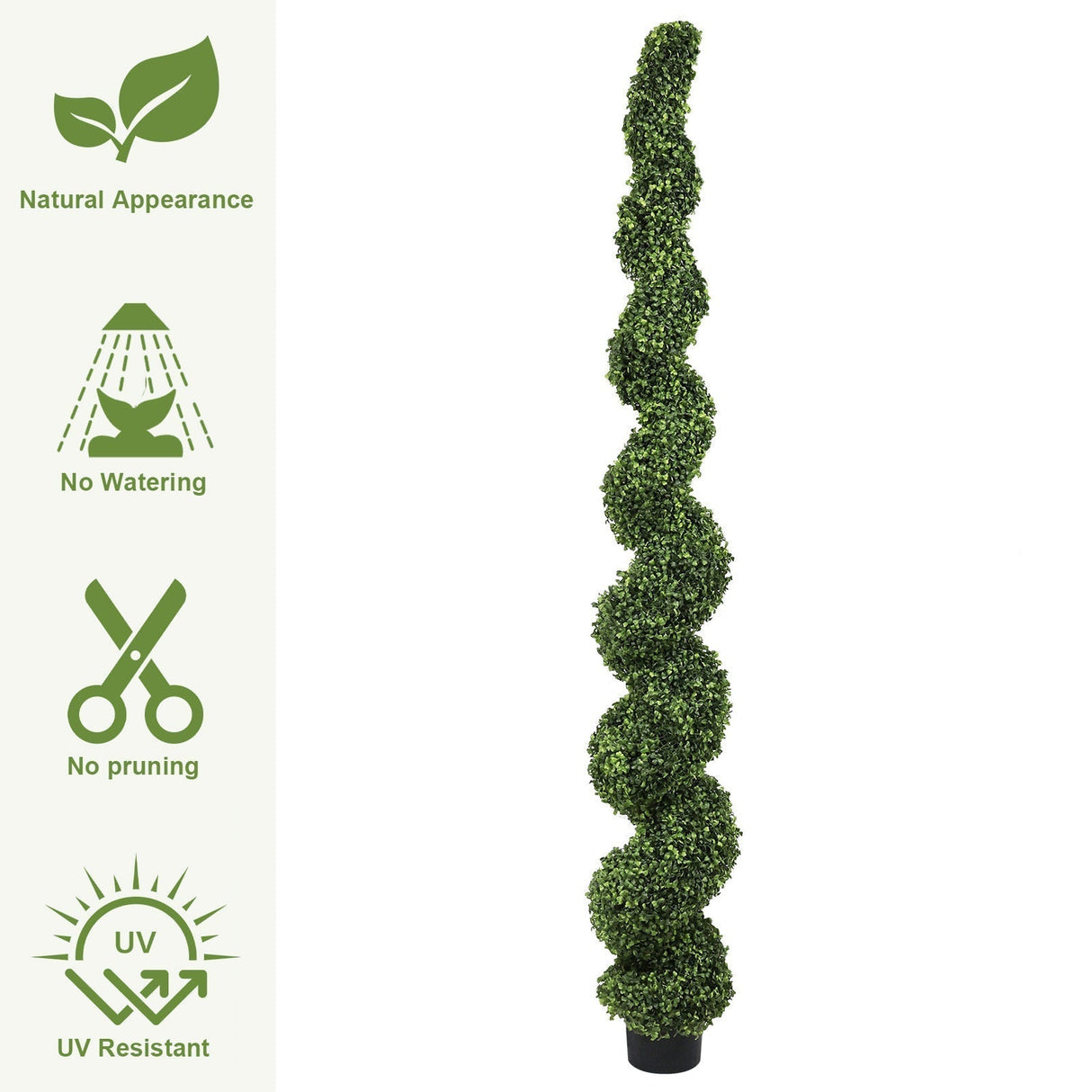 7FT Spiral Topiary Trees Artificial Outdoor Faux Boxwood Plants Large Twisted Green Potted Trees