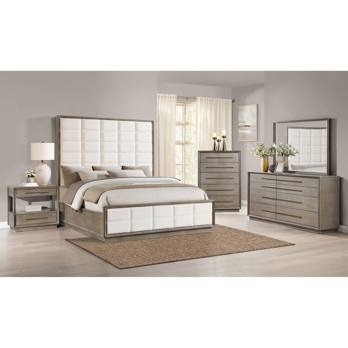 Prescott - 5 Drawer Bedroom Chest With Mitered Trim - Taupe