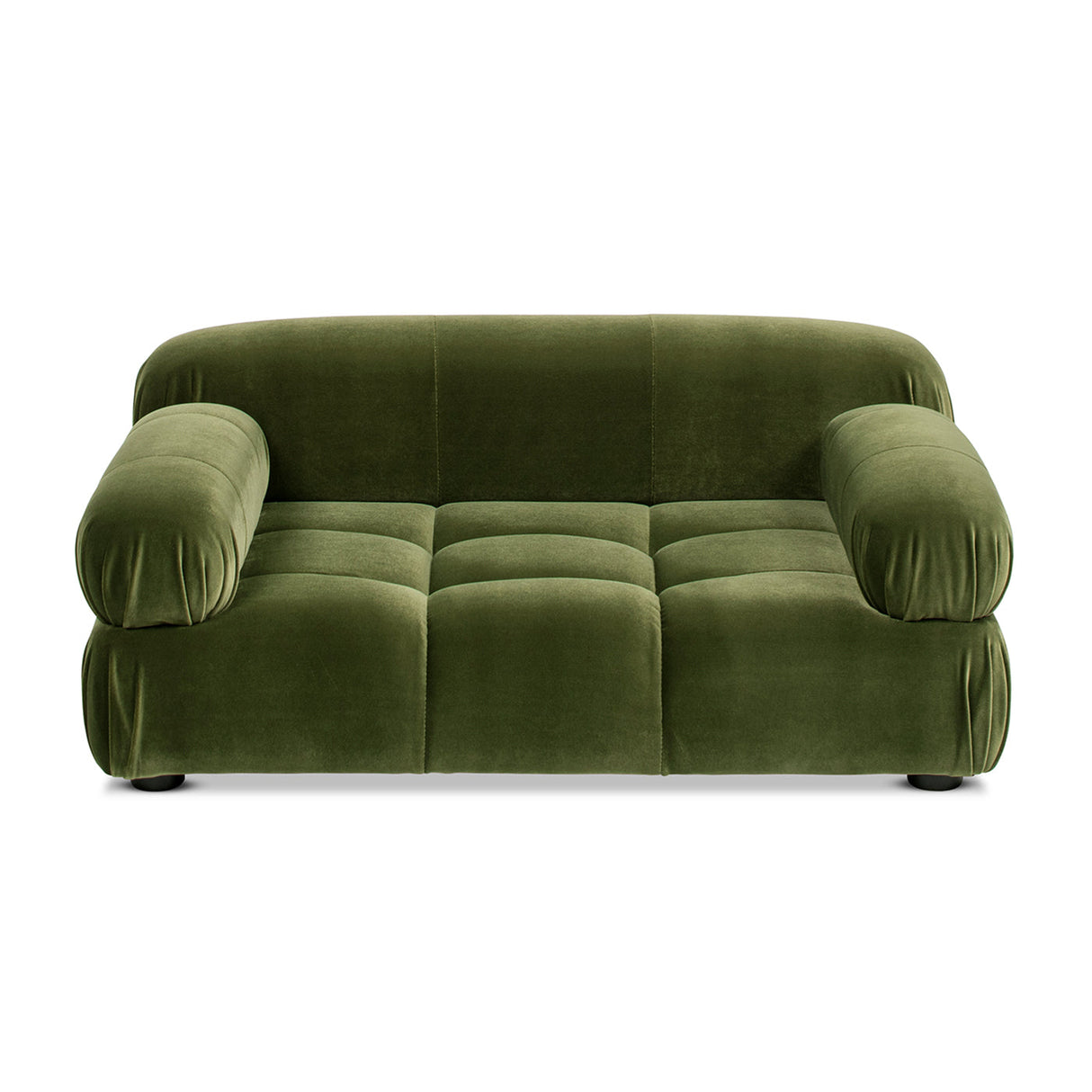 Marcel Upholstered Modern Small to Medium Pet Bed For Dogs and Cats Olive Green Velvet