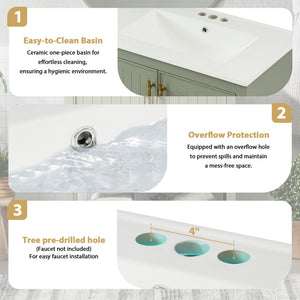 Elegant Bathroom Vanity With Ceramic Sink And Versatile Storage