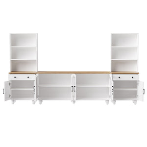 Farmhouse TV Stand With Solid Wood Gourd Shaped Legs For TVs Up To 70"