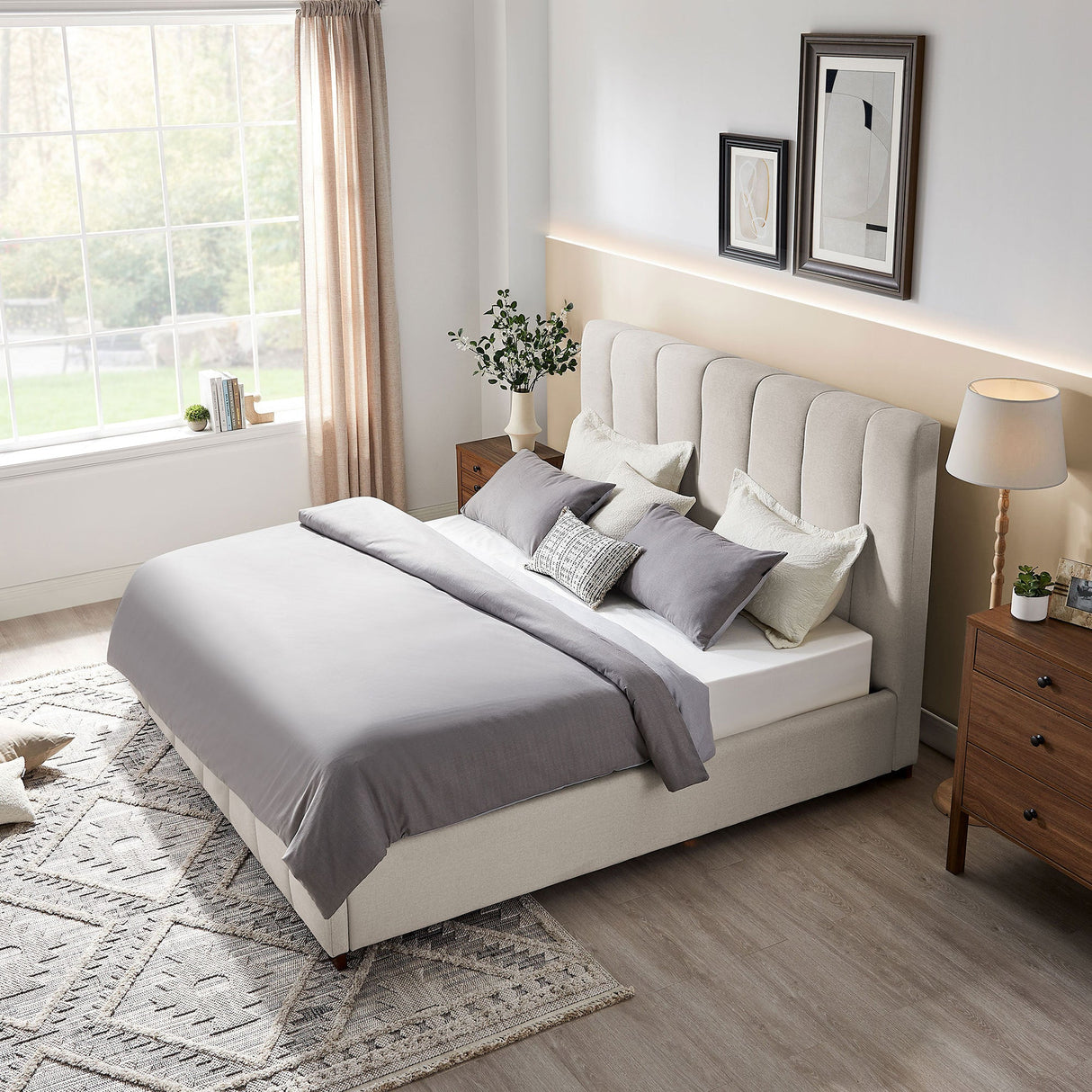 The Upholstered Wingback Bed – A Refined Union of Contemporary Comfort and Architectural Elegance