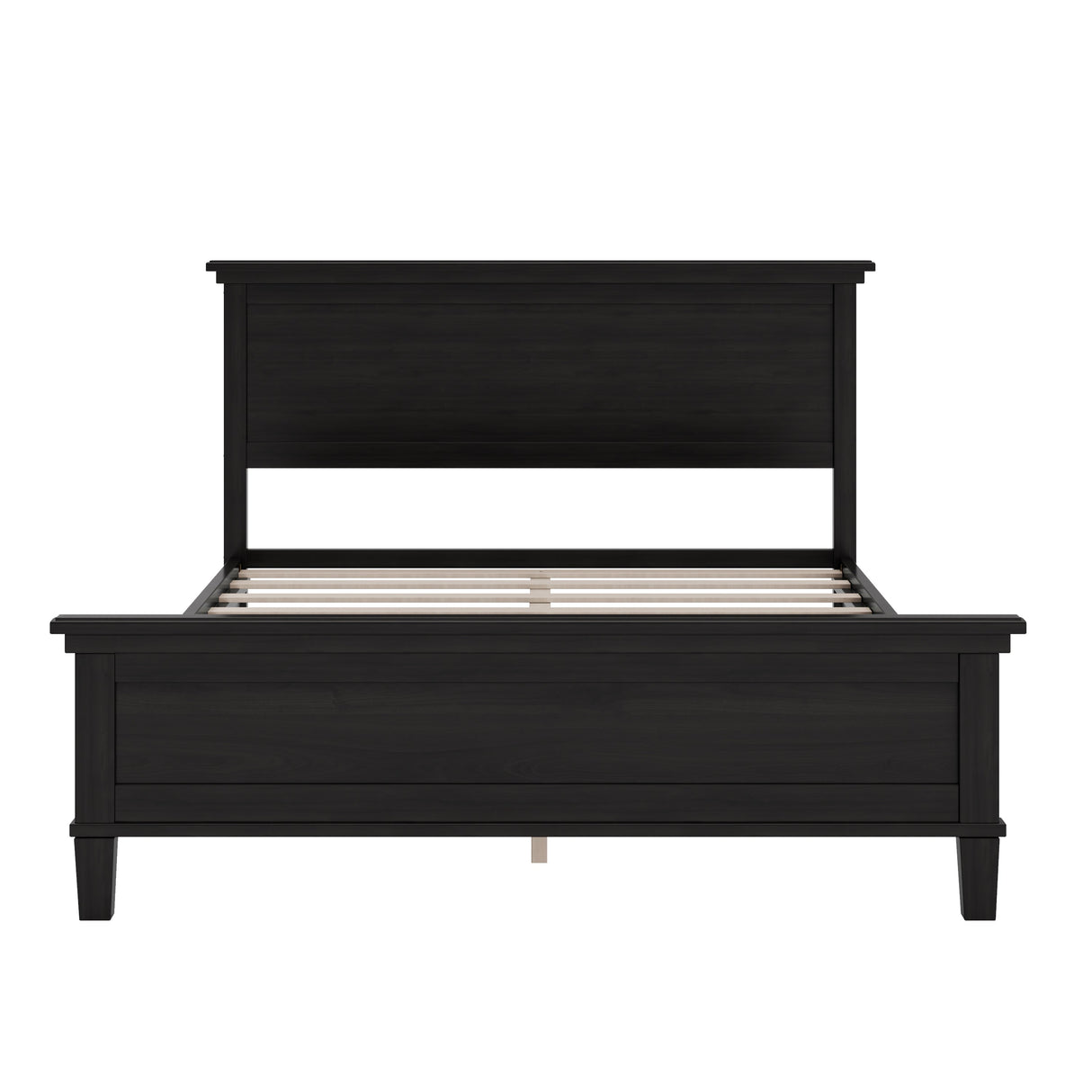 Mid-Century Modern Wood Platform Bed, Queen Size