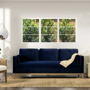 Knox 84' Modern Farmhouse Sofa, Dark Navy Blue Performance Velvet