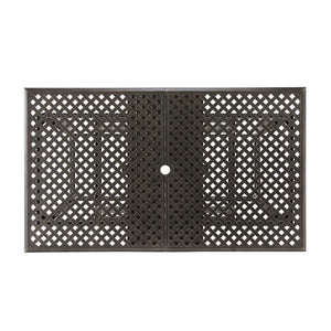Outdoor Expandable Dining Table With Umbrella Holder, Lattice Pattern And Curved Legs - Black