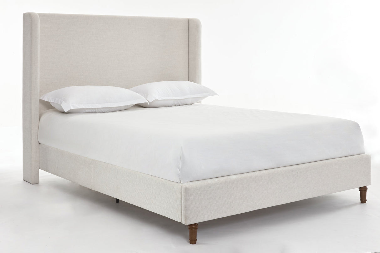 Harper upholstered bed, 54" headboard, textured ivory canvas