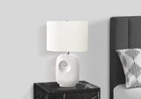 Contemporary 26"H White Ceramic Table Lamp with Ivory Shade