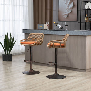 Modern Swivel Bar Stools Adjustable Counter Chairs With Footrest (Set of 2)