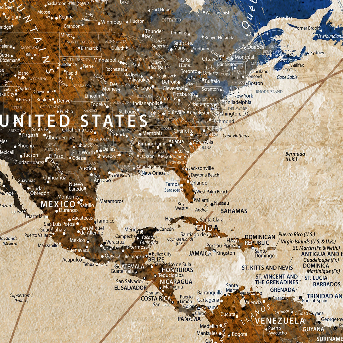 Vintage Custom World Map Canvas Wall Art – Custom Framed