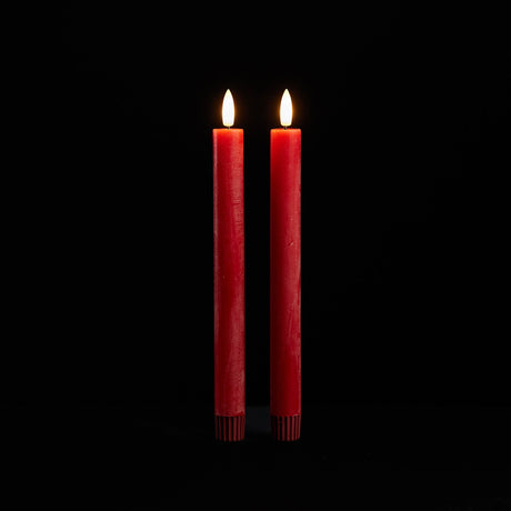 Fia wick red taper candle (set of 2)