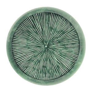 Round Etched Metal Tray 13.5"D; Green