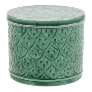 Sage green metal container with lid (set of 2)