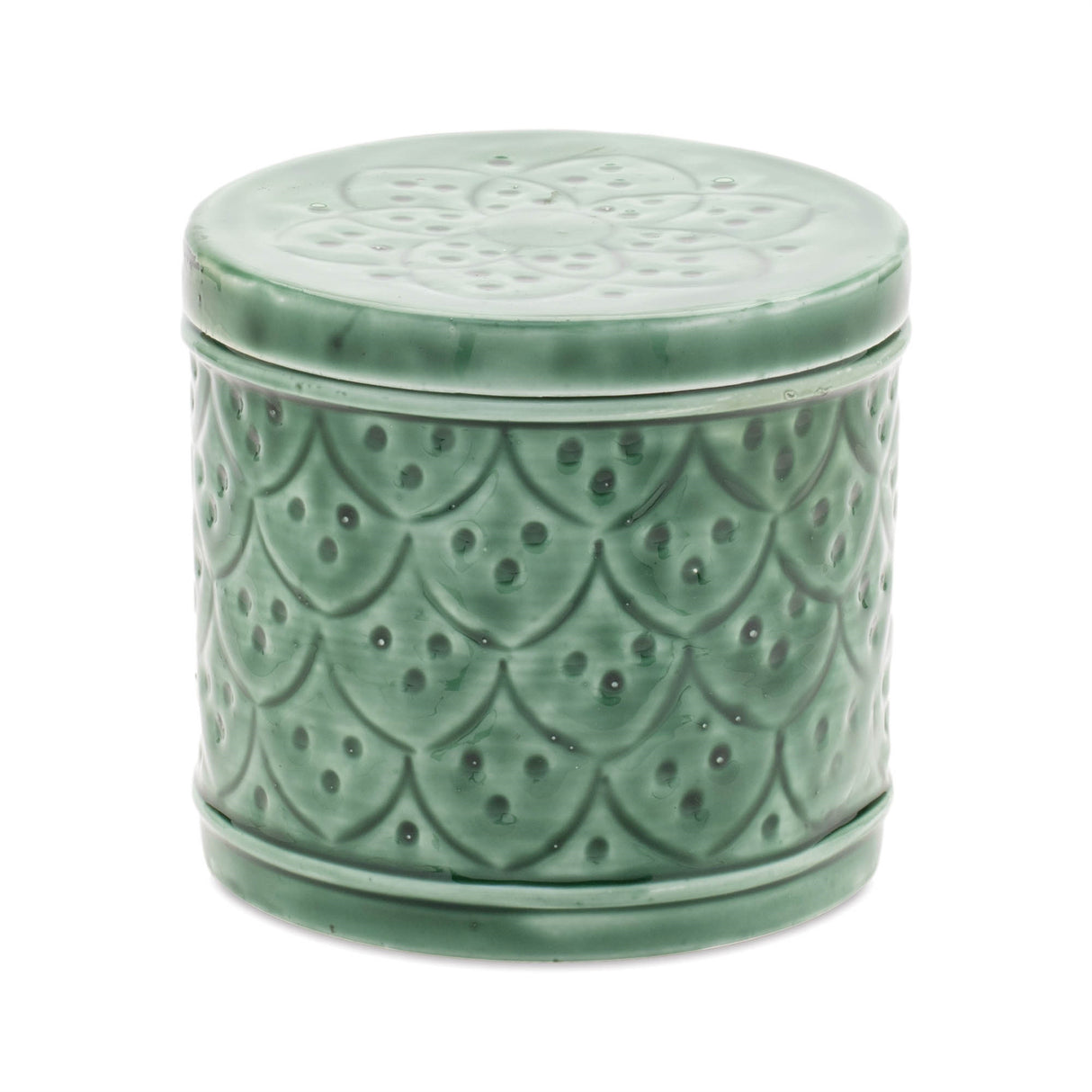 Sage green metal container with lid (set of 2)