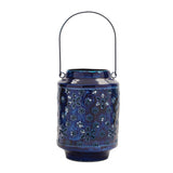 Snowflake punched metal candle lantern 9.5"h